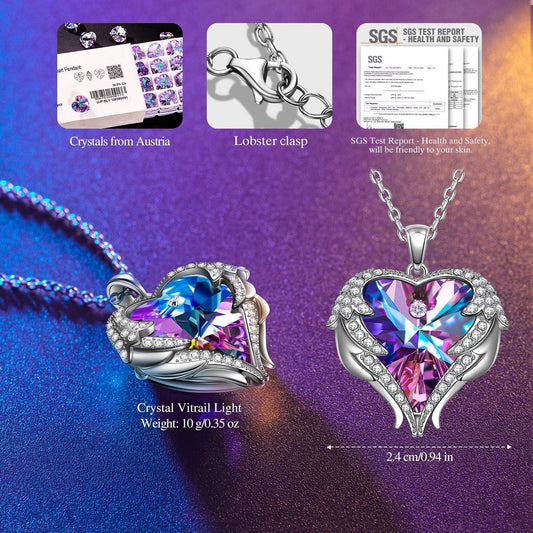 Angle Wings Heart Pendant Necklaces