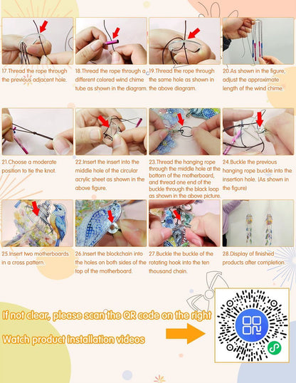 DIY Diamond Painting Double Sided 3D Wind Chime Pendant  Hanging Kit