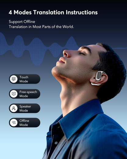 AI Language Translator Earbuds, OWS LCD Touchscreen